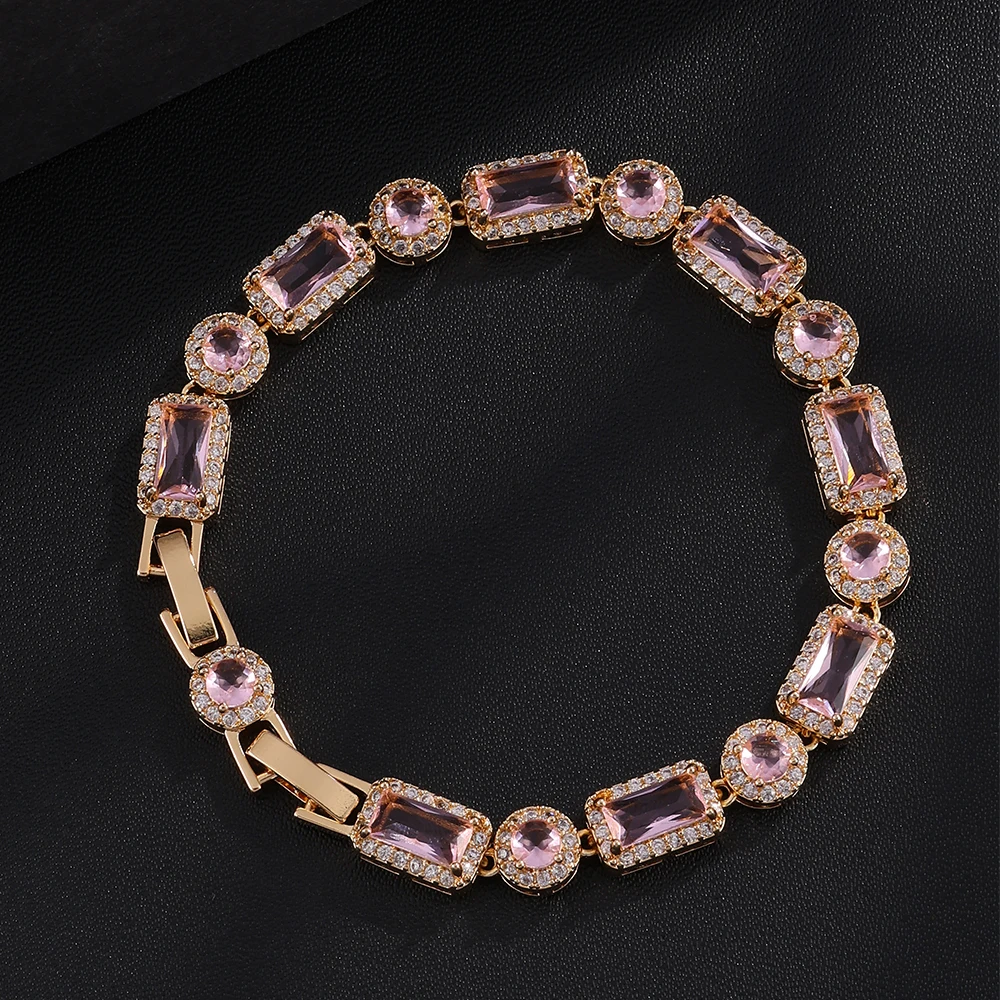 ZAKOL Neues Luxuriöses Glänzendes Buntes Geometrisches Zirkon-Kristall-Armband für Frauen, Wunderschöner Schmuck für Hochzeit und Party, Geschenk – Detail 9