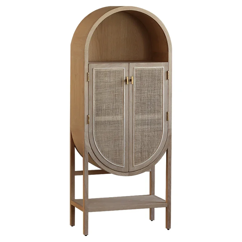 YY-armario Retro para almacenamiento en habitación, armario de ropa con doble puerta, arco redondo, armario de vino moderno