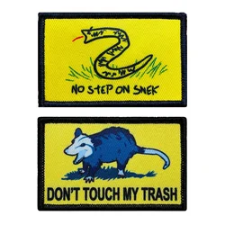 Don't Touch My Trash & No Step on Snek 2'x3' Morale Patches with Hook and Loop Backing - Funny Emblems for Clothes, Bags