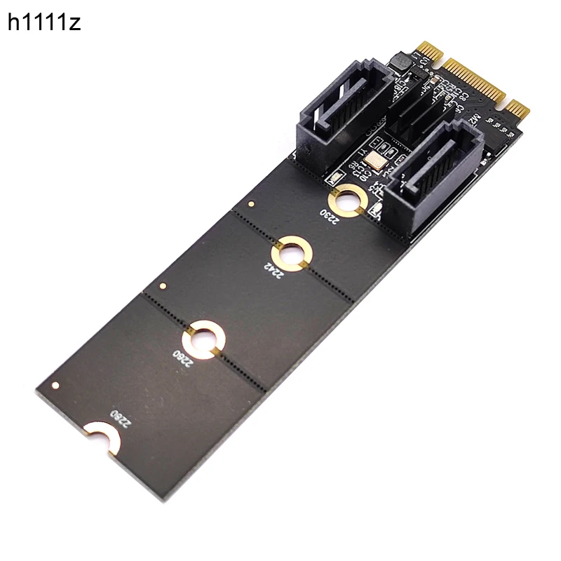 NGFF M2 NVME to SATA3.0 6Gb Card Adapter M.2 Key-M PCIE NVME to Dual SATA 3.0 Expanion Card Riser Converter JMB582 PCIE 3.0 Chip