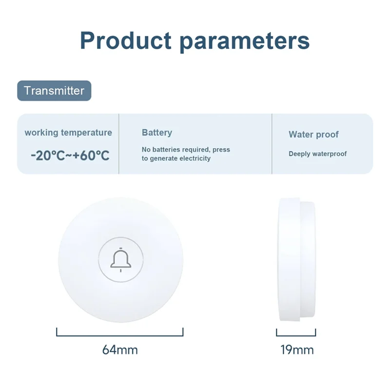 A47Z New Self-Powered Wireless Doorbell Waterproof Home Welcome Smart Door Bell 38 Ringtones 150M Remote For Elderly