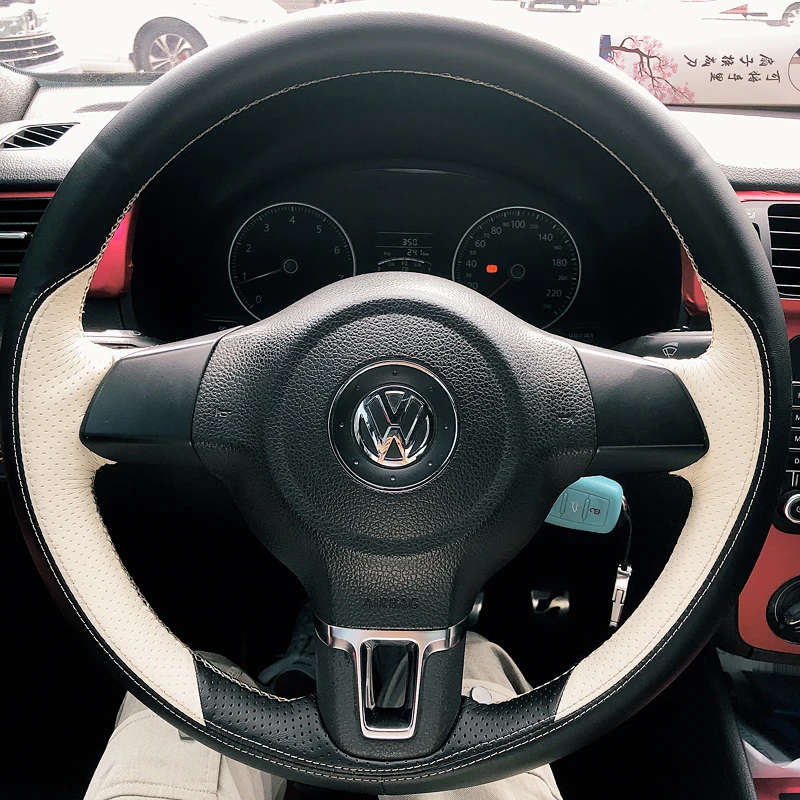 

For Volkswagen Lamando Bora Golf Lavida Santana Sagitar Passat DIY Customized leather hand sewn steering wheel cover