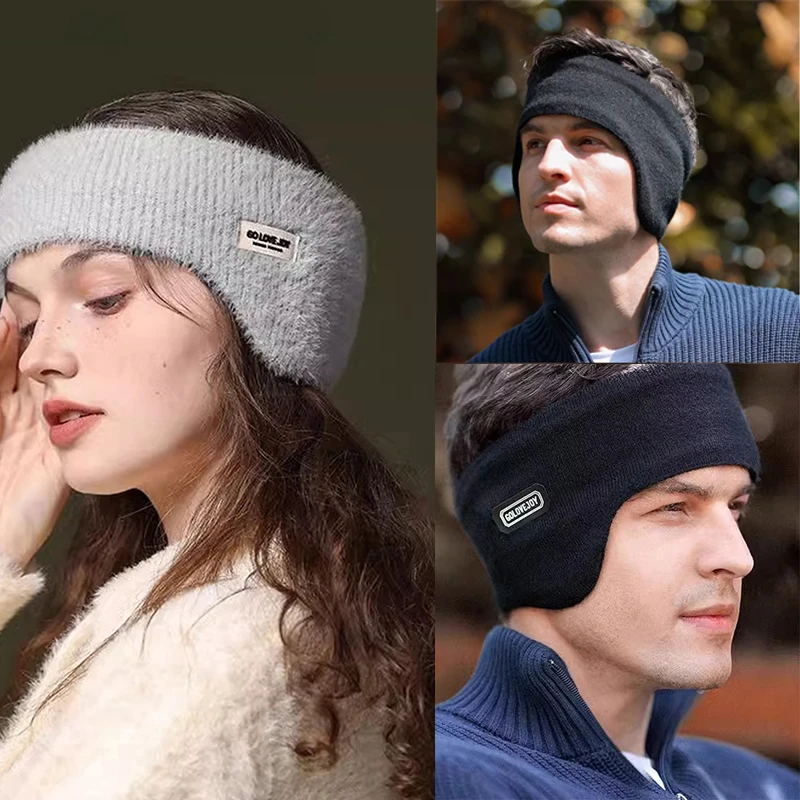 Double-layer Headwear Multi-function Hair Band Ear Muffs Casual Stretch Winter Knitted Warm Earmuffs Coldproof Ear Protection