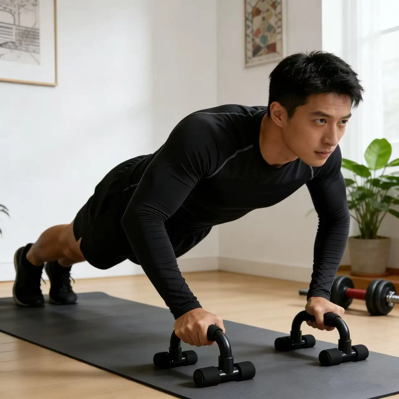 Ergonomic Foam Grip Pushup Stands, Portable Exercise Bar for Chest, Shoulders, and Core Muscles - Non-Slip, Lightweight, Durable