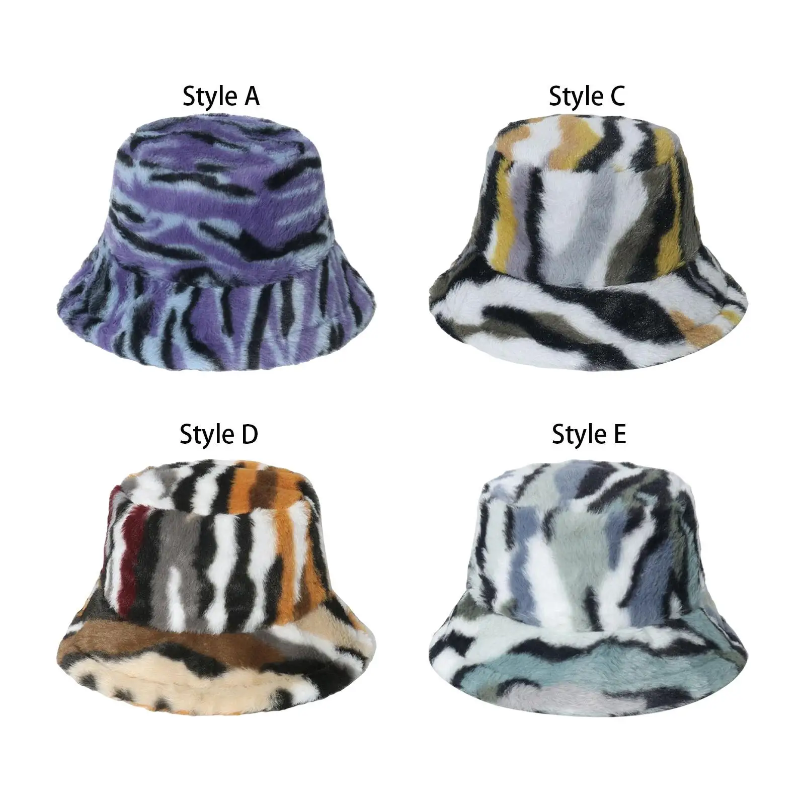 Trendy Plush Bucket Hat Fisherman Caps Womens Winter Hats Warm Casual Headwear for Outdoor Travel Picnic