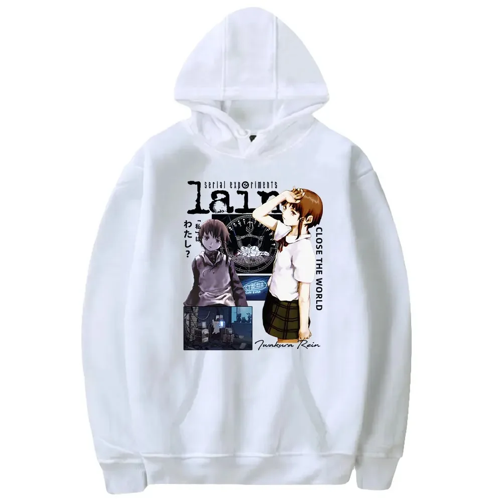 Serial Experiments Lain Hoodie Mulheres Homens Manga Longa Pulôver Com Capuz Moletons Unisex Casual Streetwear Moda Roupas 2024