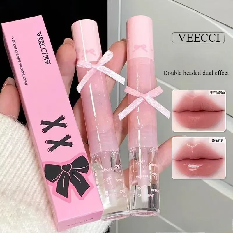 

VEECCI Cosmetics Double Head Matte Mirror Waterproof Lip Gloss Lightweight Color Holding Multi Effect Long-lasting Lip Makeup