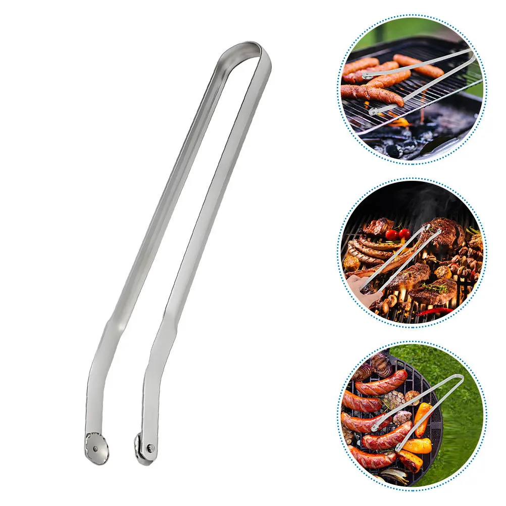 

2 pcs Stainless Steel Bbq Tongs Rotatable For Grilling Bacon Steaks Sausages Vegetables Long Handle Heat Resistant Cooking Tools