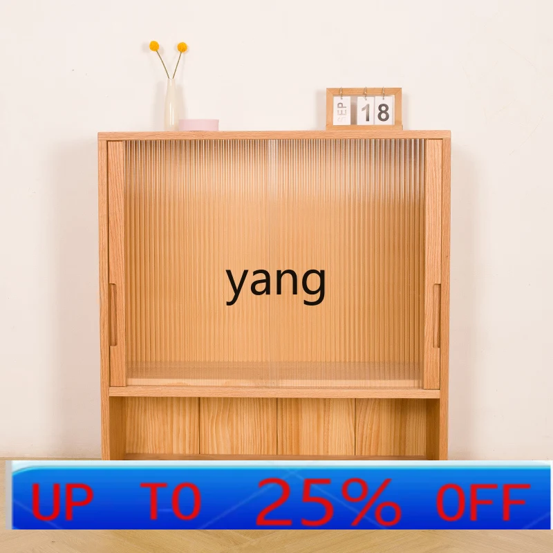CX all solid wood light luxury simple modern tea cabinet red oak glass sliding door wine cabinet