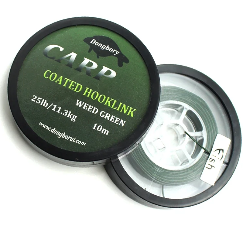 Línea de pesca de carpa de 10 M, enlace de anzuelo recubierto, 15 25 35 LB, HookLink Skinlink Semi rígido para aparejo de pelo, aparejos de pesca gruesos