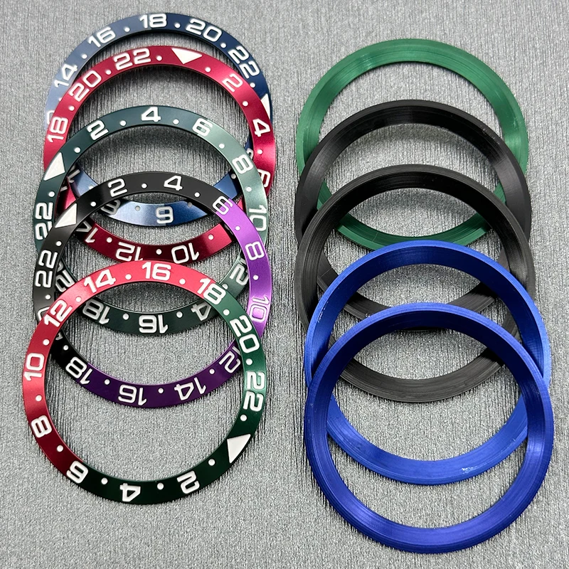 Mod Watch Bezel Insert 38mmX30.6mm Curved Aluminium Bezel Ring NH35 Case Ring Fits SKX007 SKX009 GMT SUB Case Watch Bezel Parts