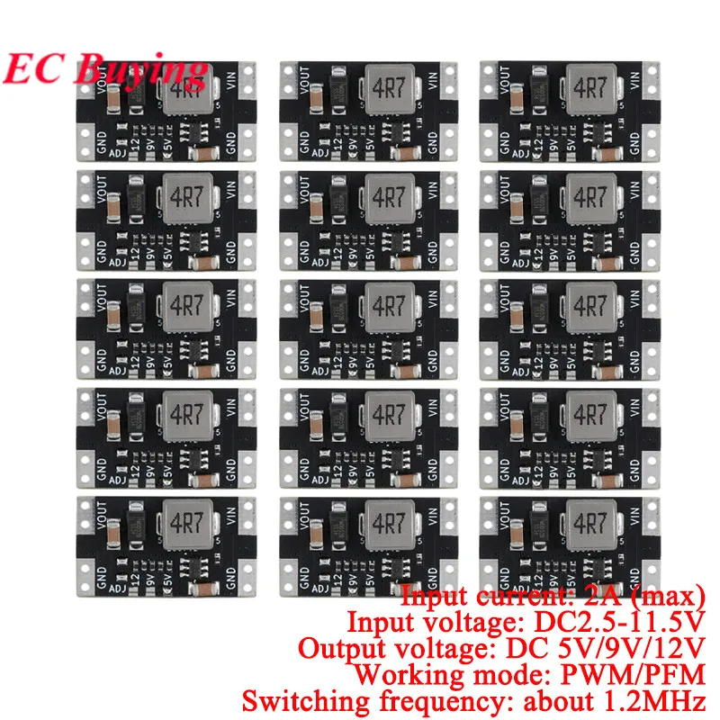 5szt/1szt XL3608 5V 9V 12V 2A Mini DC-DC Step Up Booster Switching Power Supply Module Switch Board 2.5V-11.5V Napięcie wejściowe