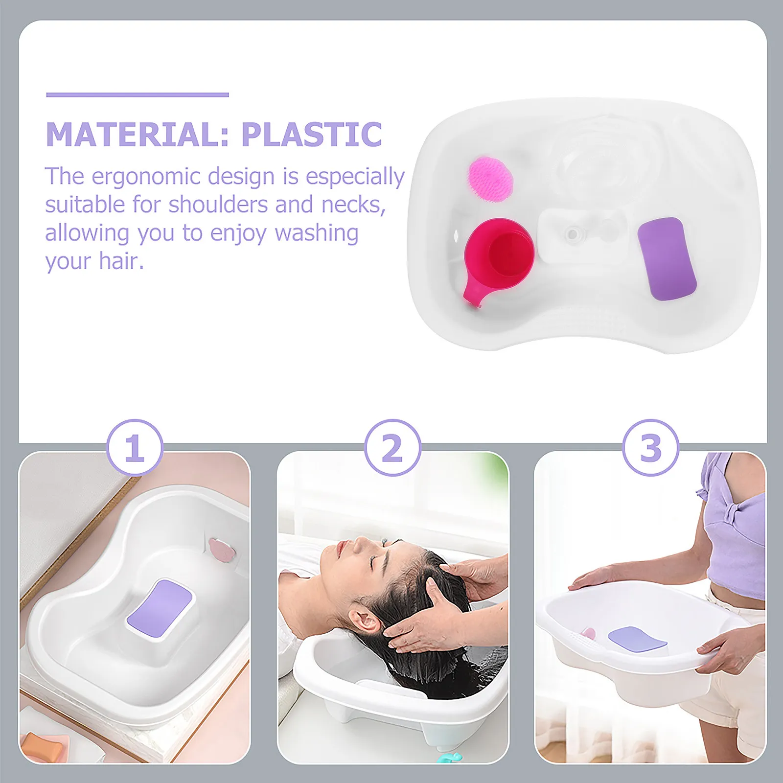 

1Set Flat Shampoo Basin Large Portable Hair Washing Sink for Bedridden Pregnant Elderly Home Use Comfortable Hair Washing