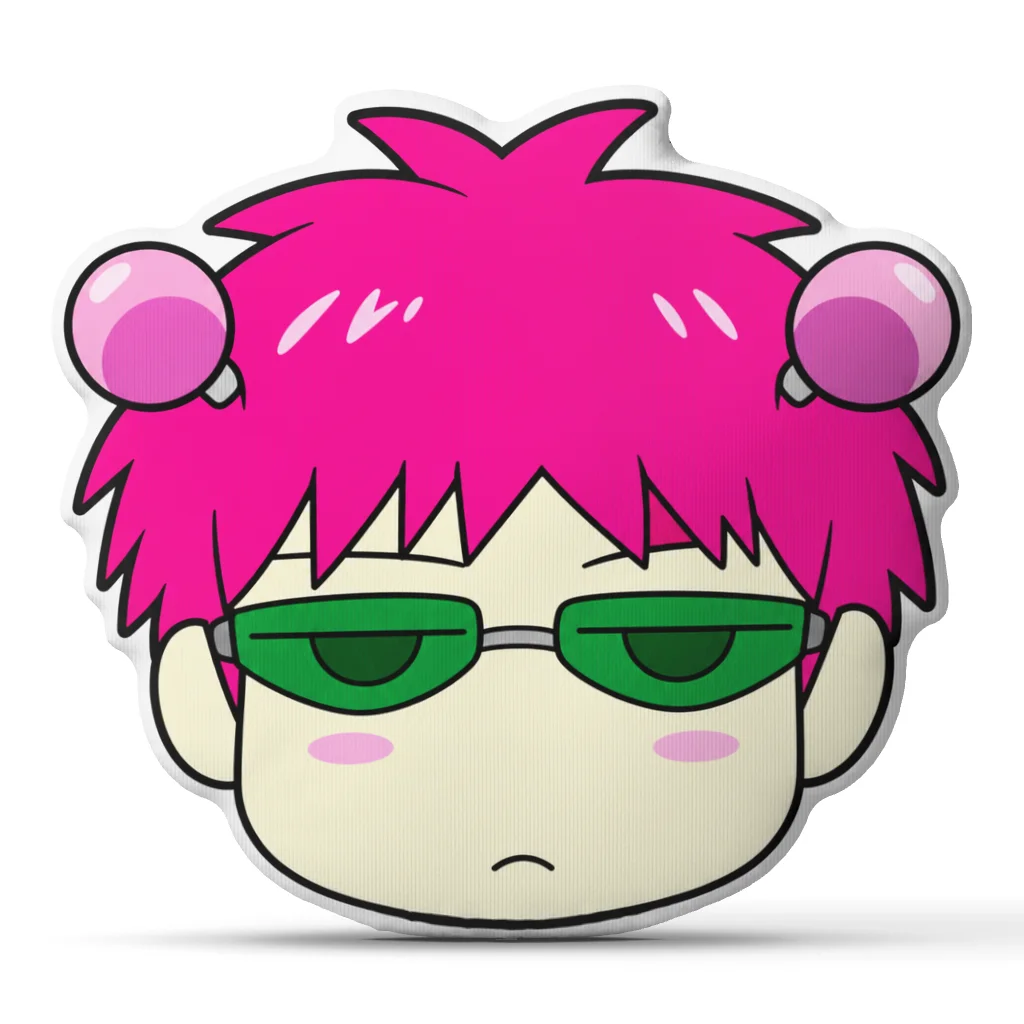 Saiki Kusuo Head Chibi 2D Flat Printing Shaped Pillow Double-Sided Print Throw Pillows for Home Decor Gift Sofa Room Bed