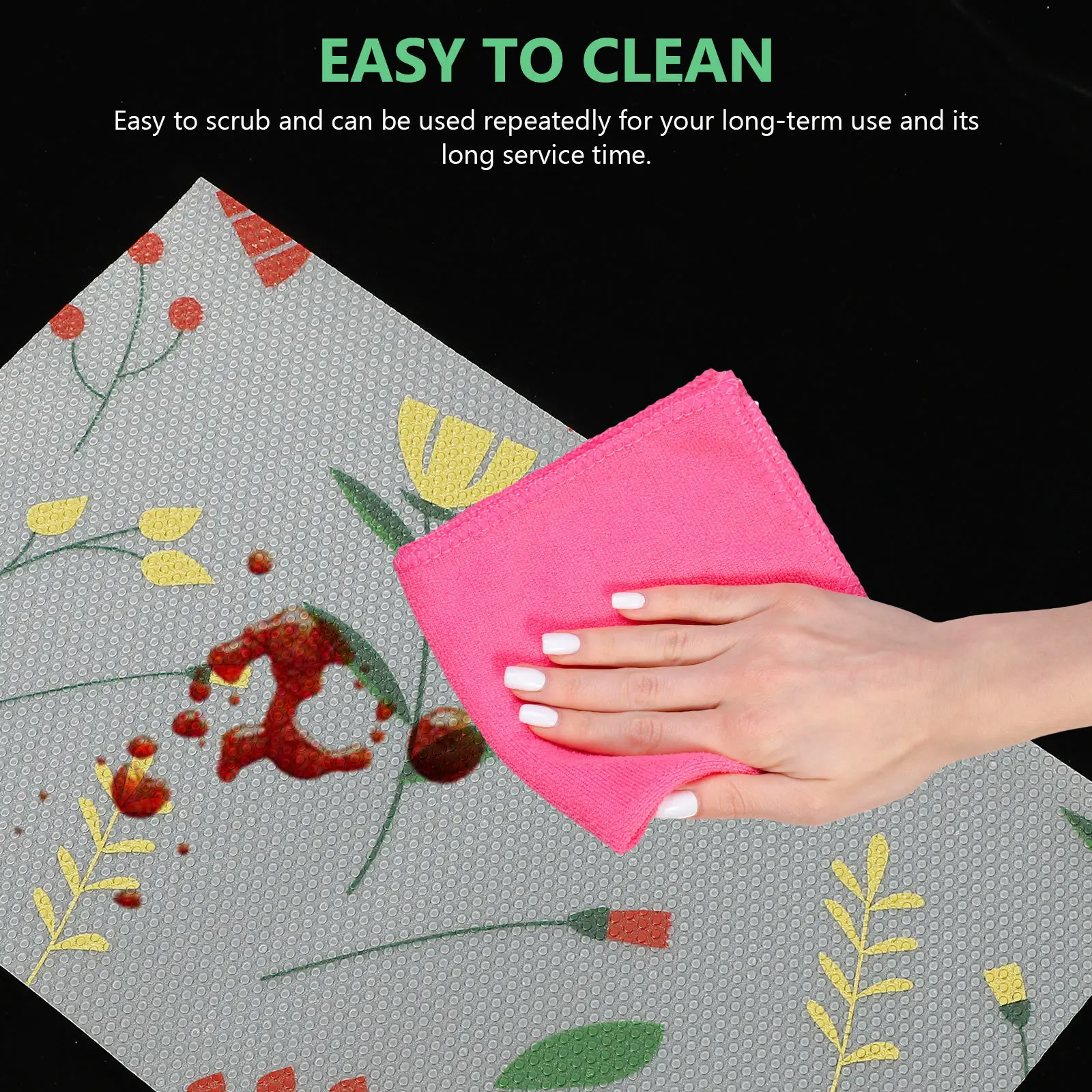 

5Pcs Oil Proof Anti-Skid Eva Cabinet Cushion Soft Flexible Shelf Liner Protective Mat for Kitchen Refrigerator Drawer Organizer