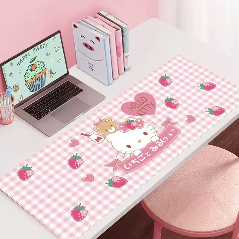 

Коврик для мыши Hello Kitty Kawaii, большой коврик для мыши, игровые аксессуары для ПК, коврик для мыши, нескользящий коврик, коврик для клавиатуры, настольный коврик