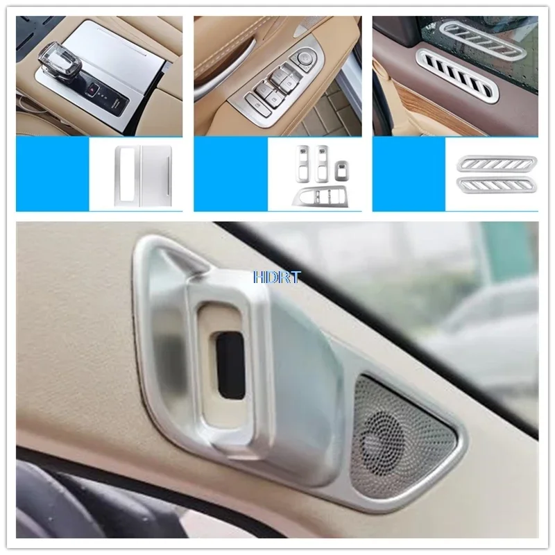 NEW Car Styling Gear Shift Window Control Panel Air Vent Outlet Cover For Huawei Aito M7 Seres M7 2024 + ABS Chrome Silver Inter