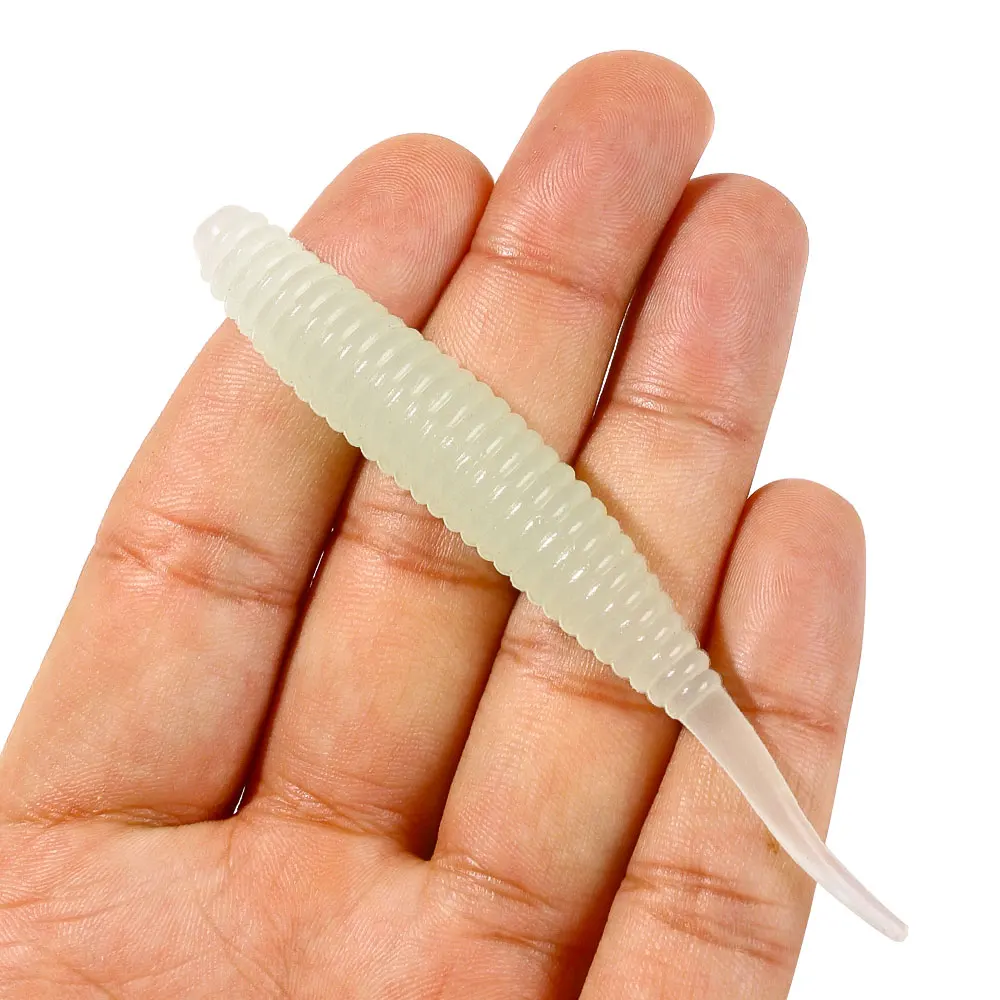 Silikon-Weichköder Angelköder Gerippter Wurm Nadelschwanz-Swimbait Künstliche Gummiköder für Salz- und Süßwasser 9cm 5g