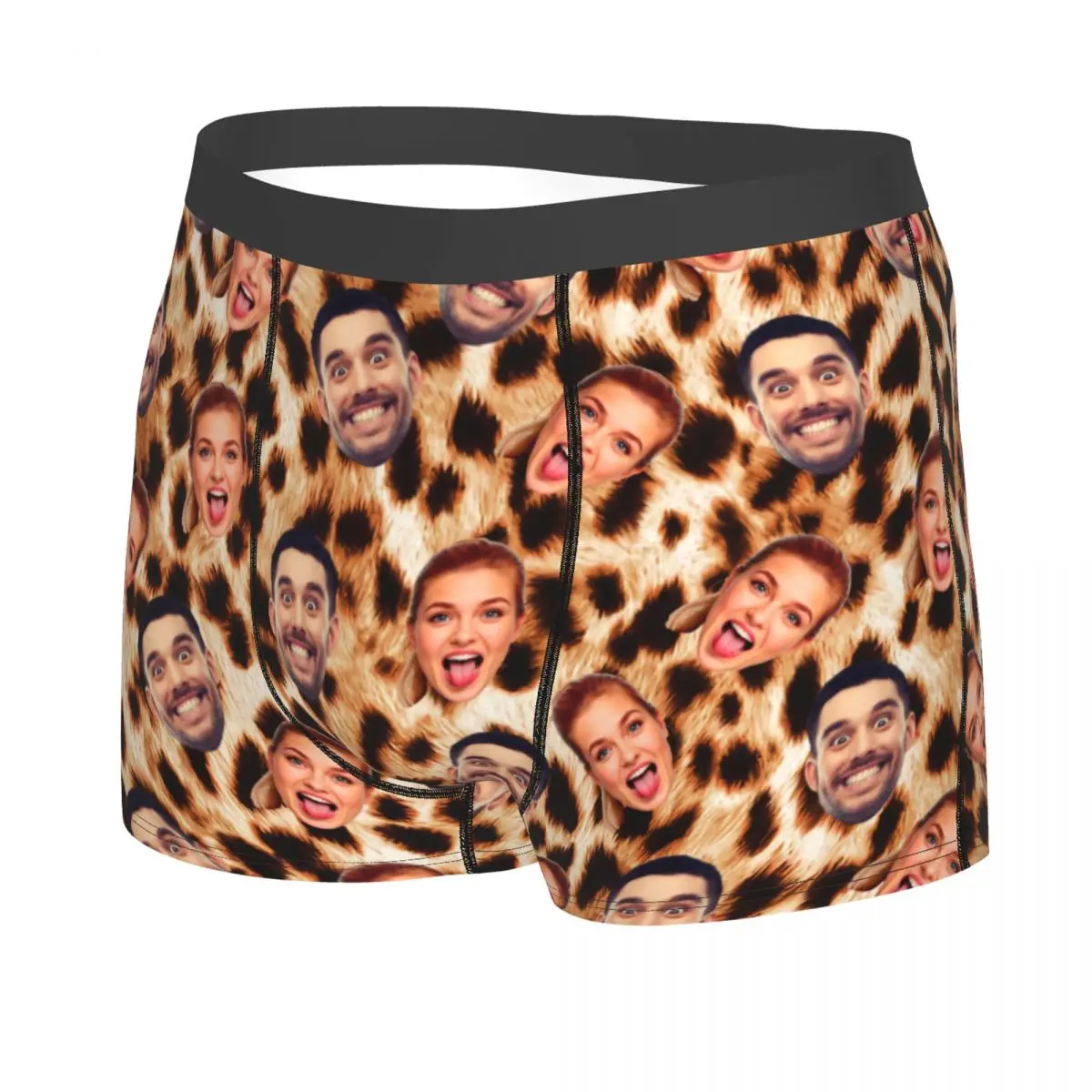 Personalized Face Photo Valentine'S Day Underwear Men Wedding Gift Custom Leopard Boxer Briefs Shorts Panties Soft Underpants