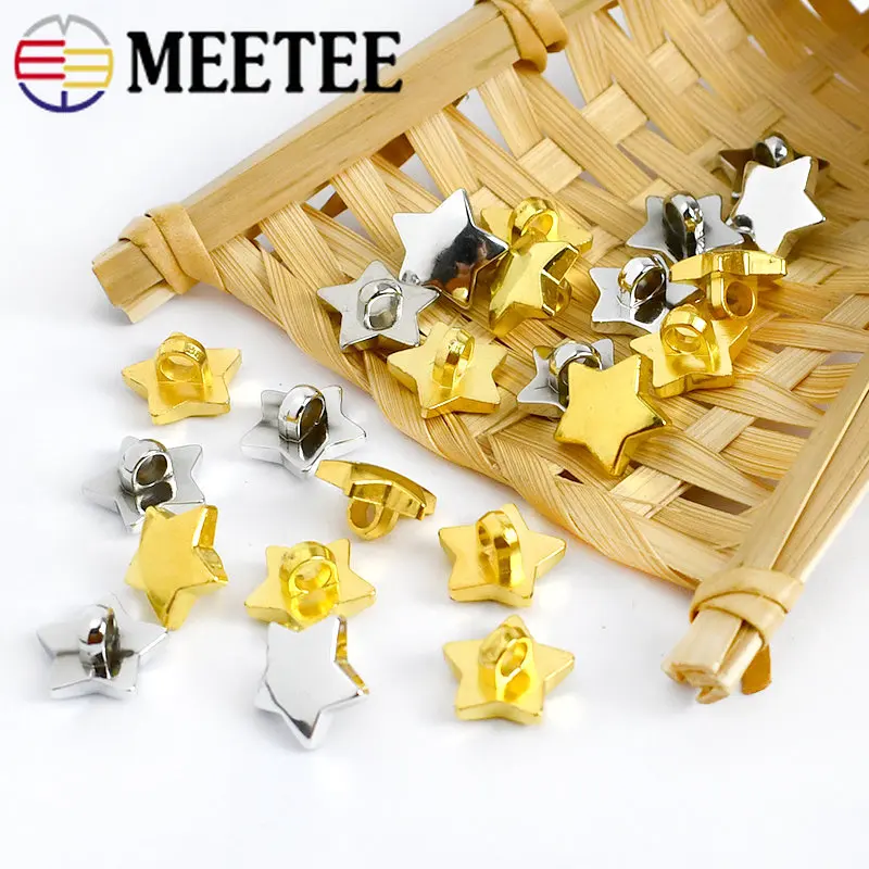 50/100Pcs 15mm High Quality PUV Stars Plastic Buttons Gold/silver Pentacle Button Shirt Clothes Jeans Decorative DIY Accessories