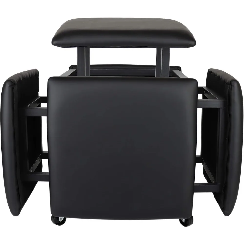 

multi-functional stackable ottoman cube chair with leather bench and rolling footrest for living and dining rooms