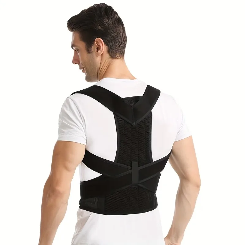 Back Support Strap | Adjustable Upper Back Posture Strap with Shoulder Strap and Lumbar Pad Invisible Spinal Device - Ergonomic image 3