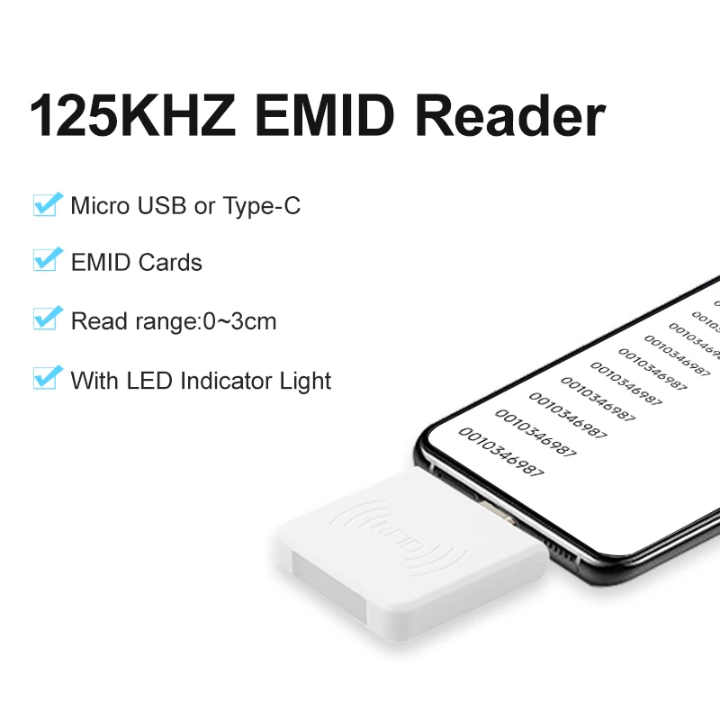 

125Khz Mini Portable RFID Reader Micro USB or Type-C EMID Card OTG Reader 125KHz RFID Reader for Android Mobile Phone