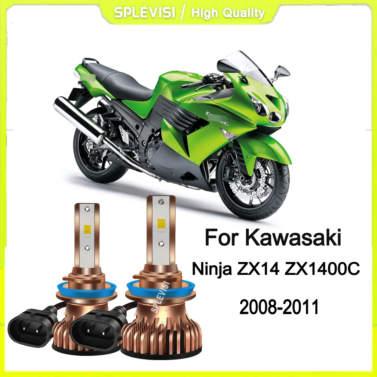 H11 H9 H8 LED Headlight Hi Beam Bulb - Optimized for foggy rainy or snowy environments For Kawasaki Ninja ZX14 ZX1400C 2008-2011