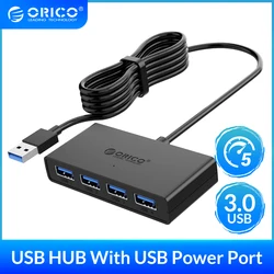 Orico-USBハブ,4ポートUSB 3.0スプリッター,マイクロUSB電源,さまざまな速度,コンピューター,ラップトップ,アクセサリ用のアダプター