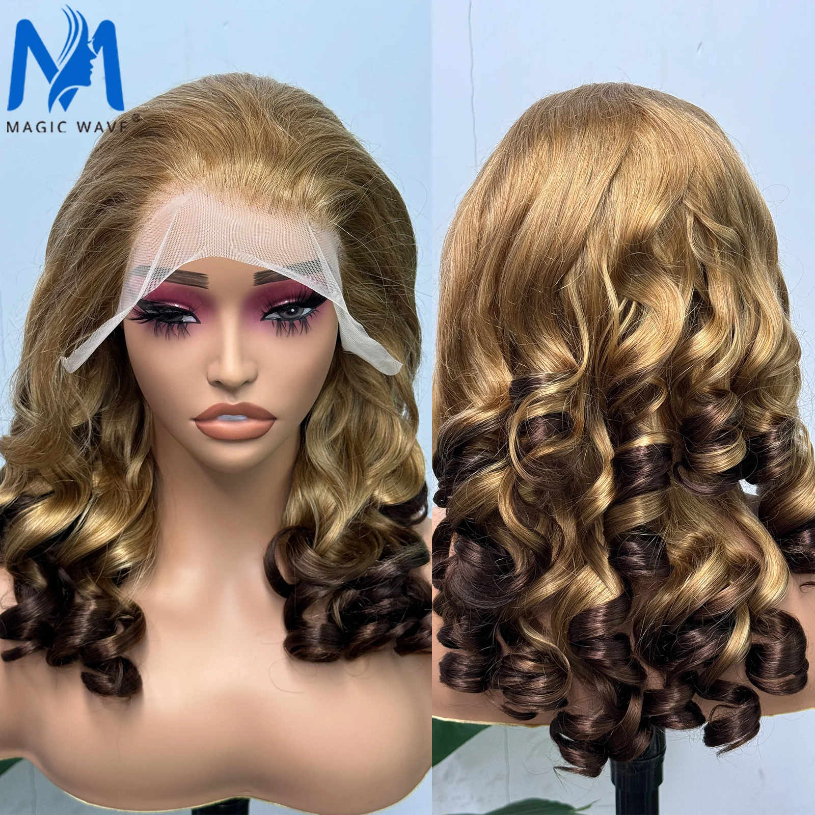 Fumi Loose Wave Human Hair Wigs for Black Women 18 Inch 300% Density 13x4 Lace Front Brazilian Bouncy Curly Remy Human Hair Wig