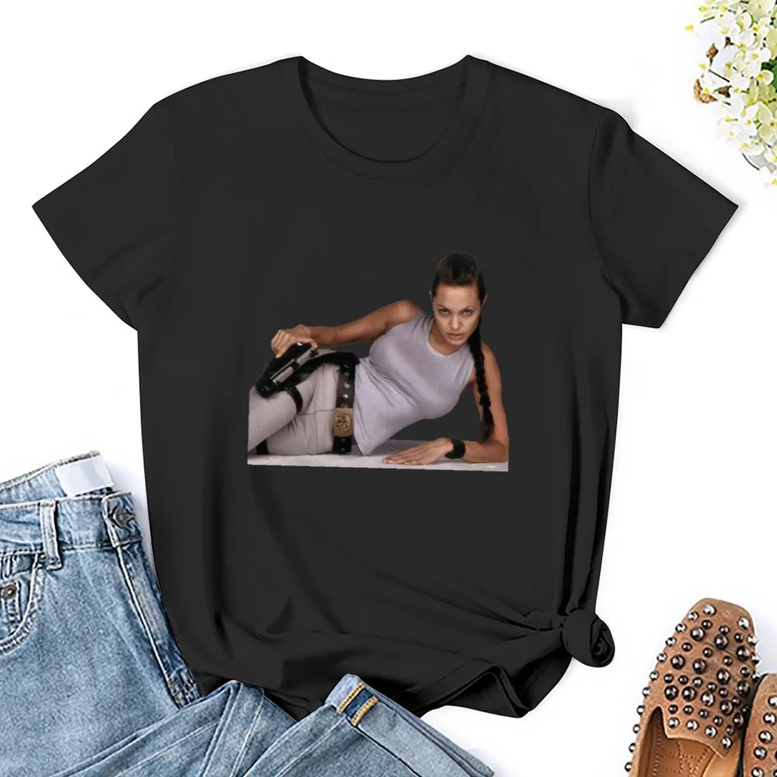 Angelina Jolie as Lara Croft Tomb Raider T-Shirt Aesthetic clothing sweat Female clothing t shirts for Women loose fit