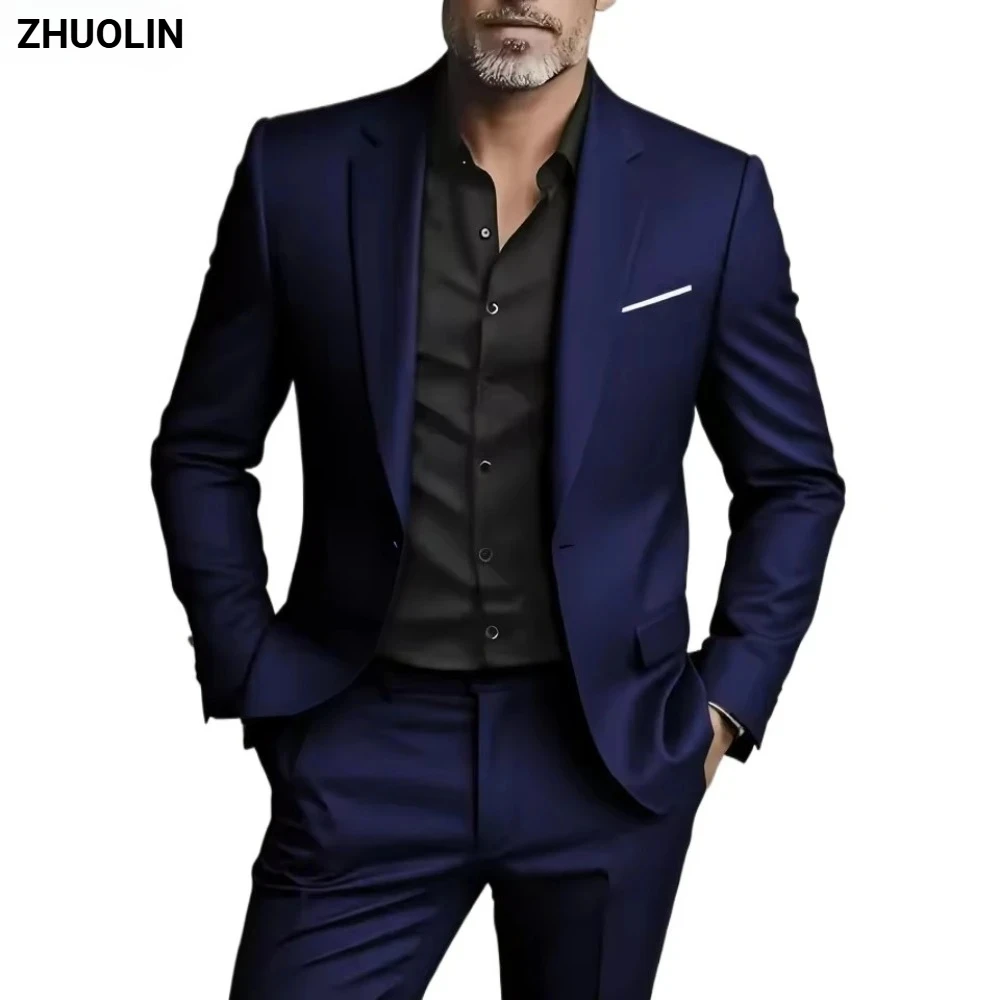 Herrenanzüge Elegant 2-teiliges Set Jacken Hosen Blazer Slim Fit Formelle Hochzeitsoutfits Modische Business-Klassiker 2026 Kostüm