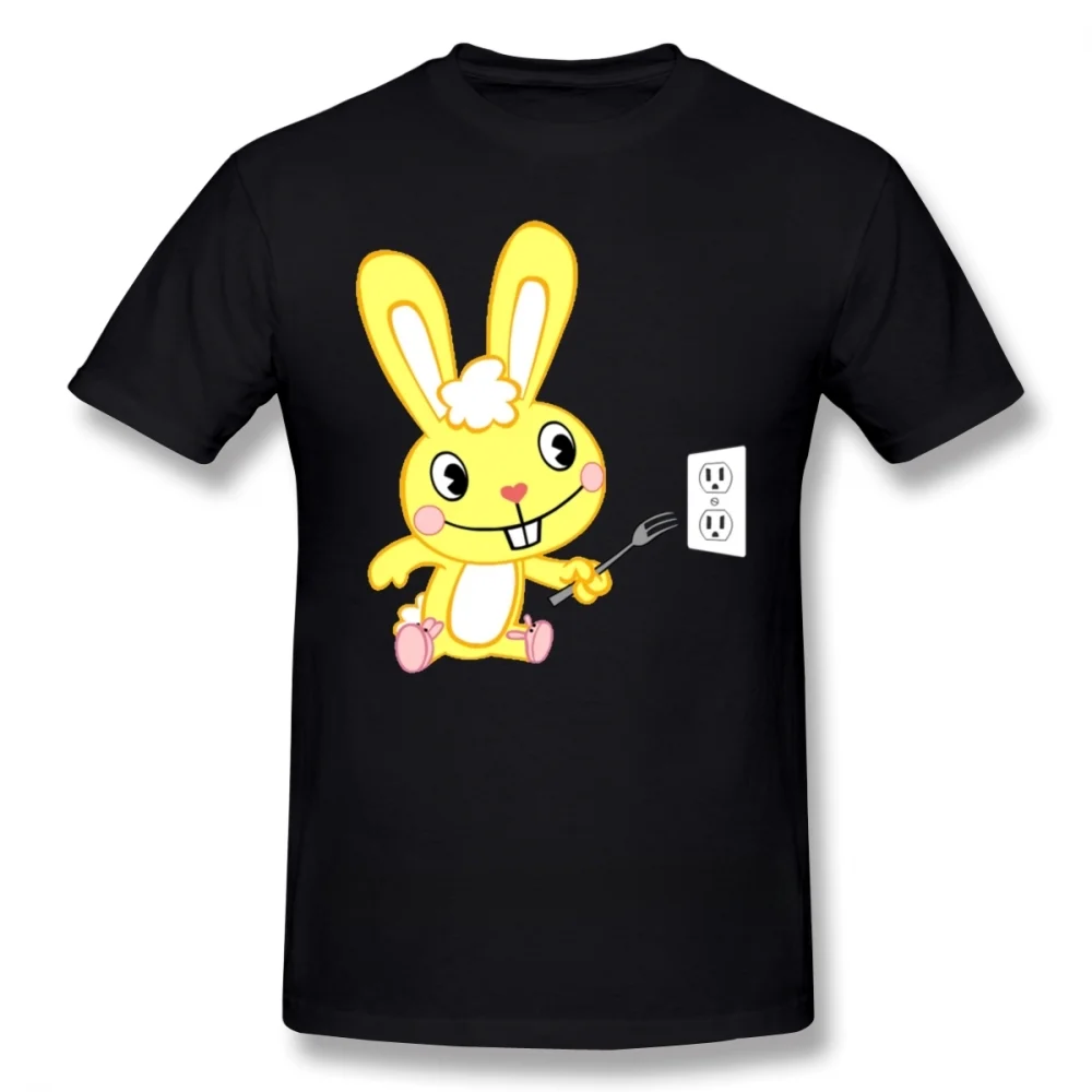 Happy Tree Friends T Shirt Cuddles Cartoon Print Cotton Short-Sleeve Tee Shirt Oversized Fun Tshirt mens designer clothes manga