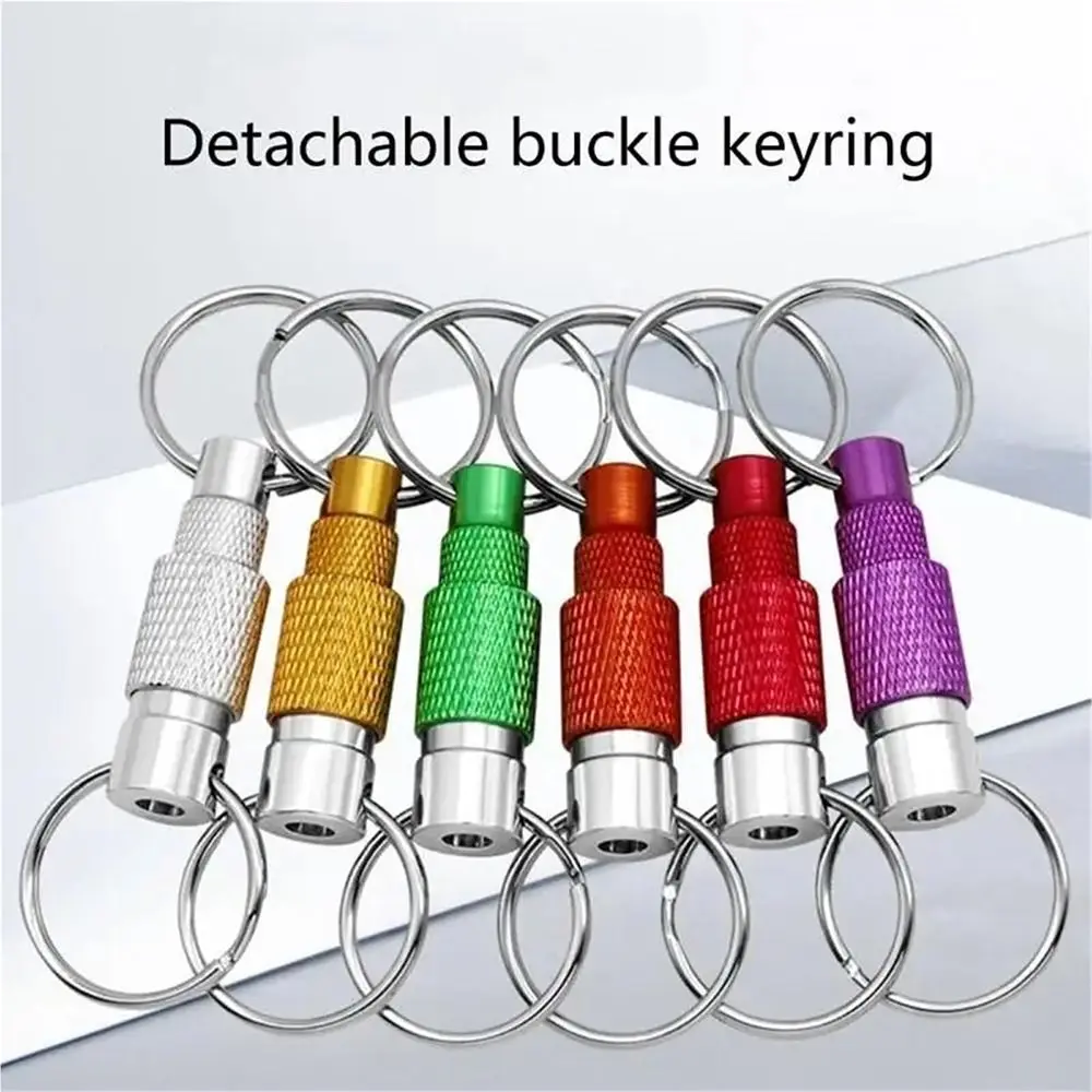 Double Headed Quick Release Keychain Aluminum Alloy Retractable Detachable Keychain Compact 360° Rotation Pull Apart Key Rings
