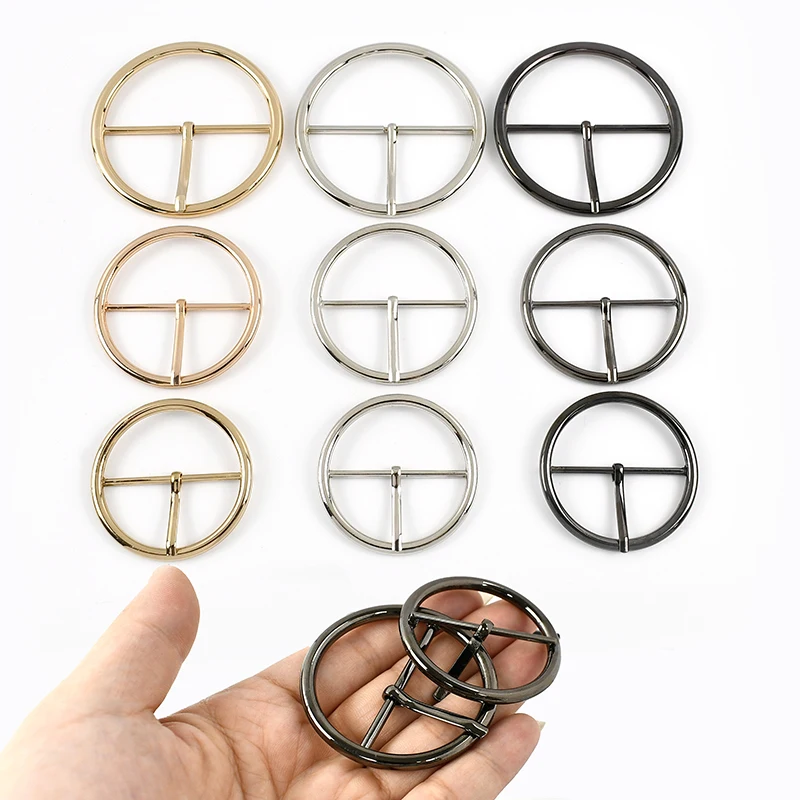 

4Pcs Meetee 20-70mm Metal Belt Buckle Bag Strap Tri-Glide Slider Adjust Clasp Clothes Round Pin Buckles Accessories for Handbags