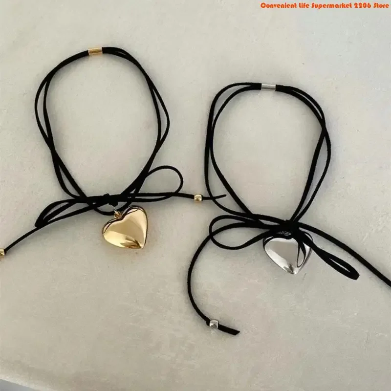 G92D Sweet Cool Love Heart Pendant Necklace Clavicle Chain Long Rope Short Chain Bowknot Choker Necklace Statement Jewelry