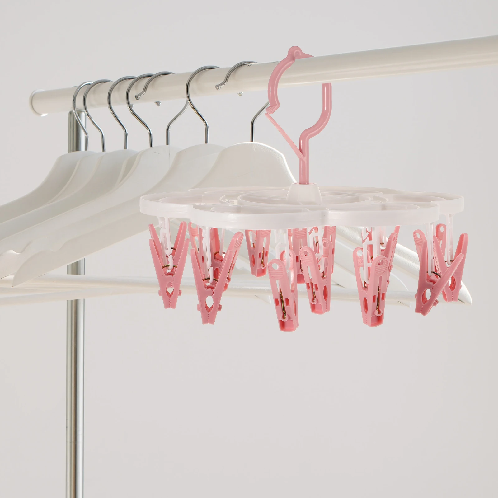 

1 pc Hanger Portable Drying Rack 360° Rotatable Heat Resistant Sturdy Clothes Rack Windproof Towel Scarves