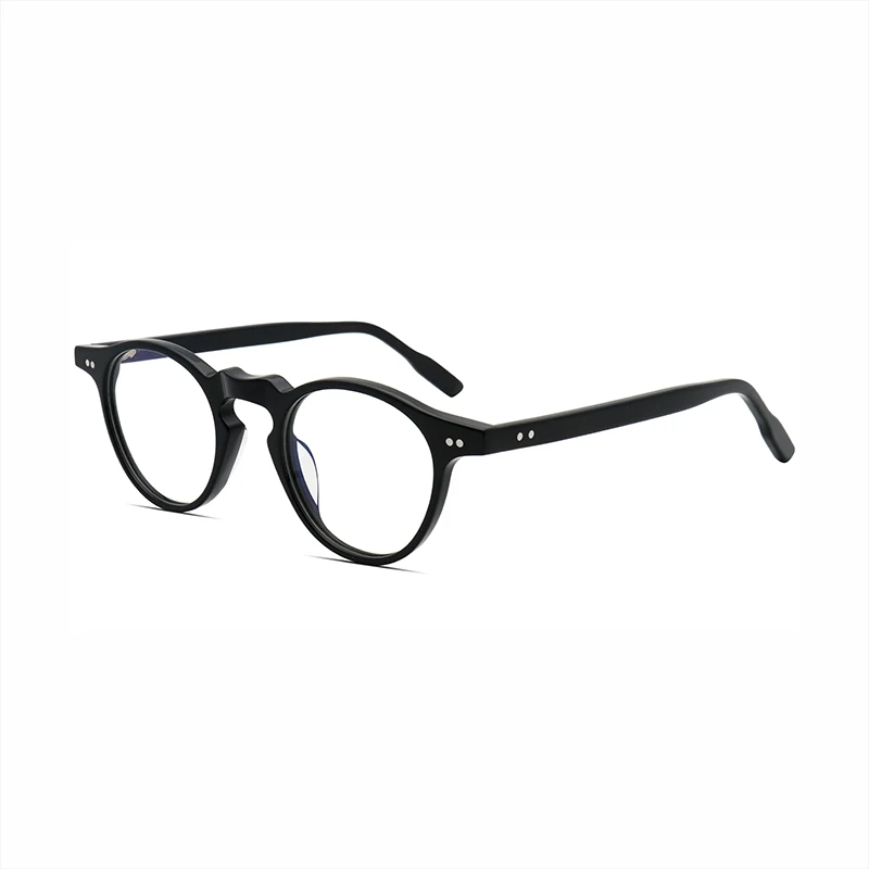 

Fashion Retro Rivet Glasses For Men And Women High Quality Acetate Frames Trendy All-Match Round Frames Transparent Lenses