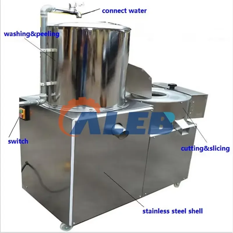 YWM Certificate Popular Sale Potato Chips French Fires Combined Washer Peeler Cutter Slicer Making Machine