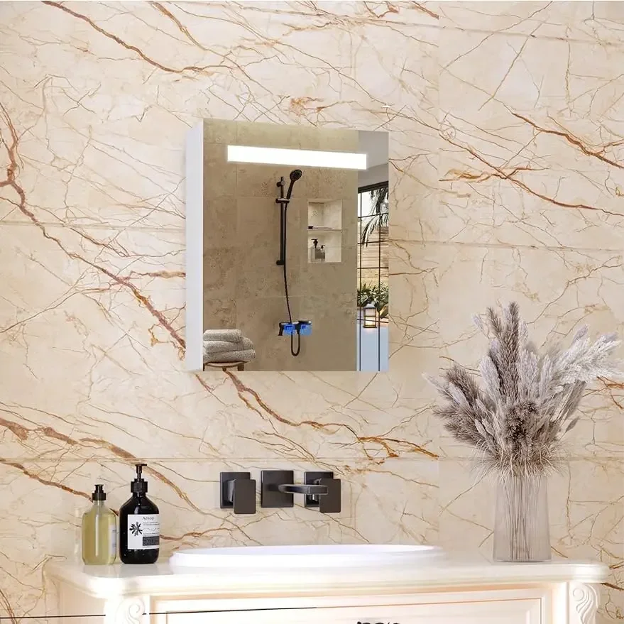 

y Medicine Cabinet Mirror,Medicine Cabinets for Bathroom,Lighted Medicine Cabinet,Surface Small led Medicine Cabinet with shlef,