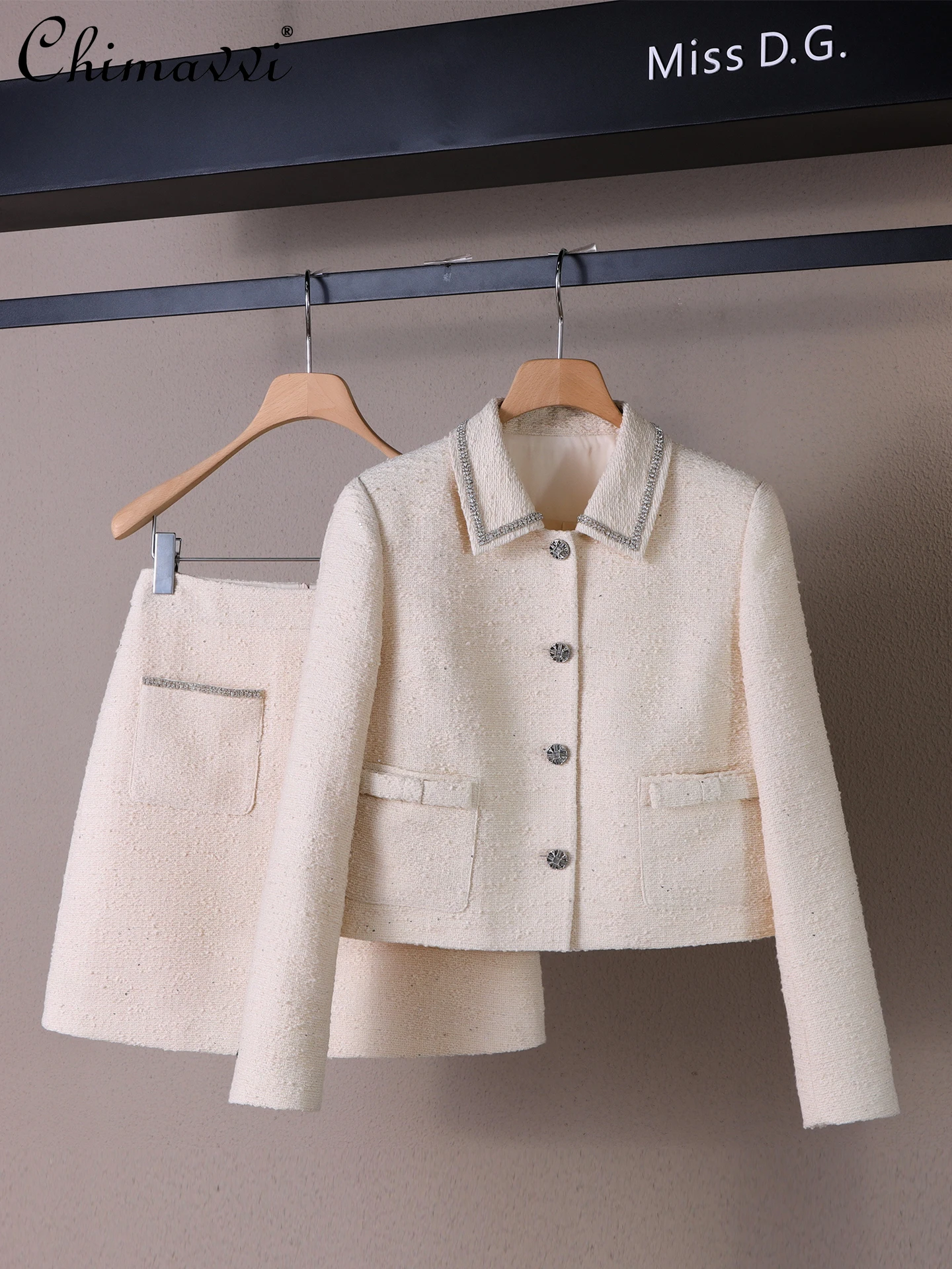 

Осенний новый элитный элегантный комплект с юбкой, модный однобортный пиджак с отложным воротником и длинными рукавами, вечерние женские комплекты из 2 предметов