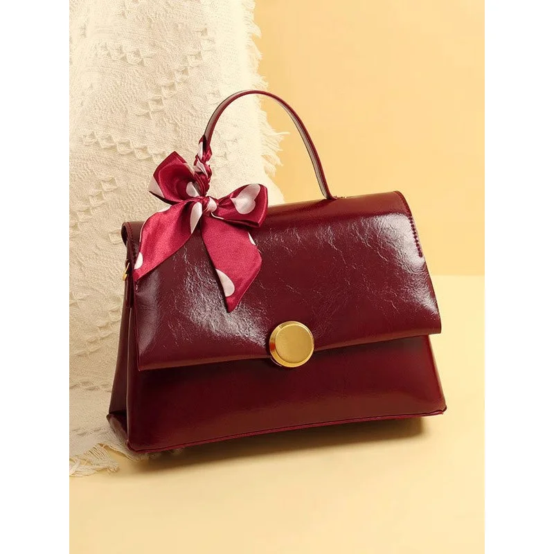 

Винтажная красная свадебная сумка, новинка 2023 года, высококачественная сумка через плечо, свадебная сумка большой вместимости, сумка для мамы, сумка для шелкового шарфа