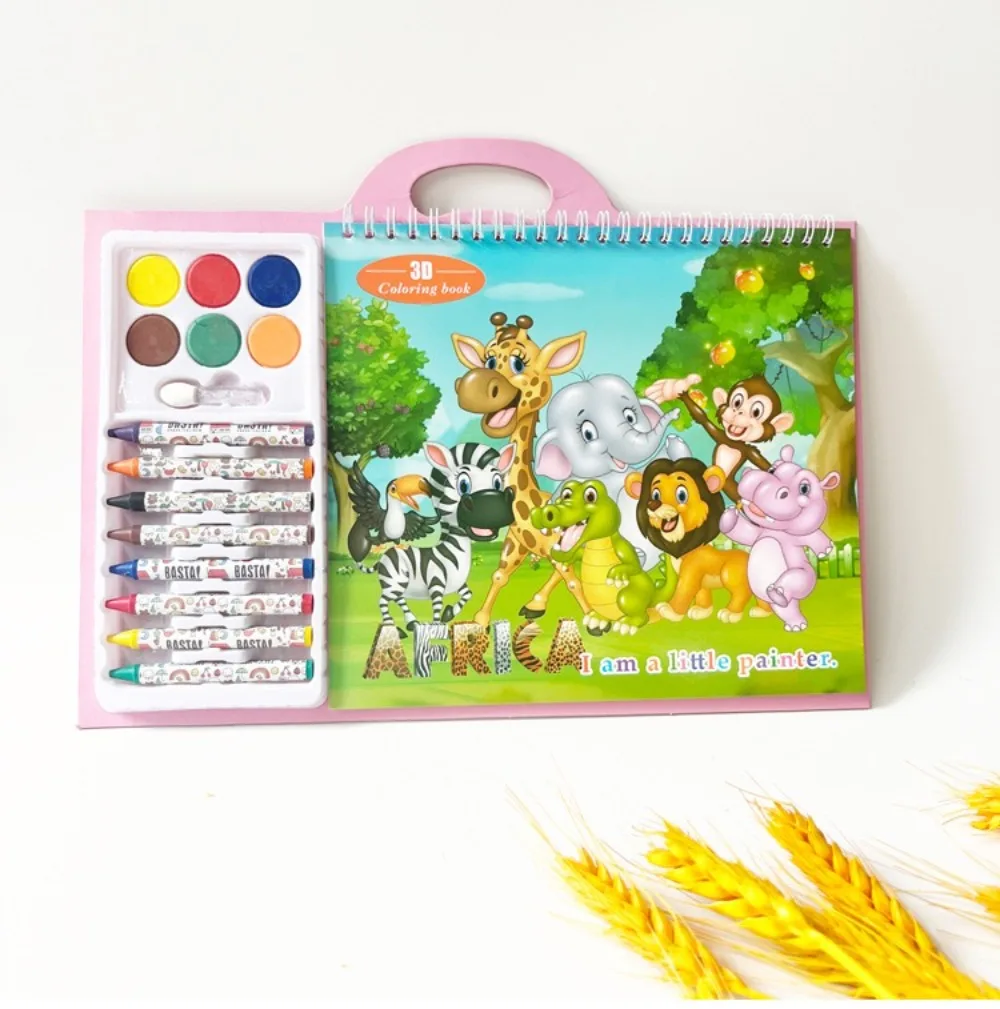 Creative Cartoon Coloring Book with Solid Pigment Multicolor Doodles Book Early Childhood Education Graffiti Painting Book Toy