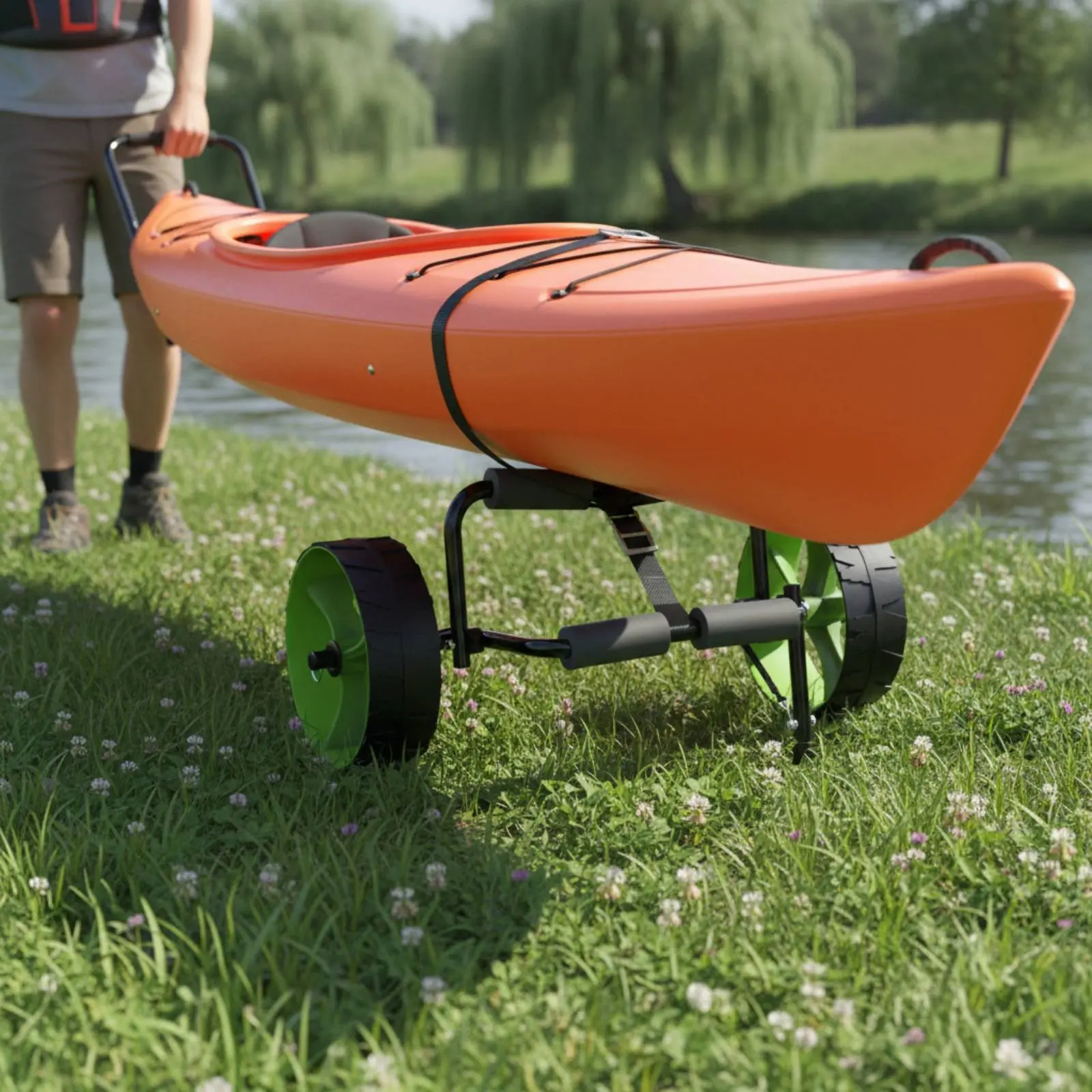 

Kayak Dolly Foldable Kayak Transport Carrier Boat Dolly Aluminum Frame Water Sports Gear Easy to Move for Beach, Dock