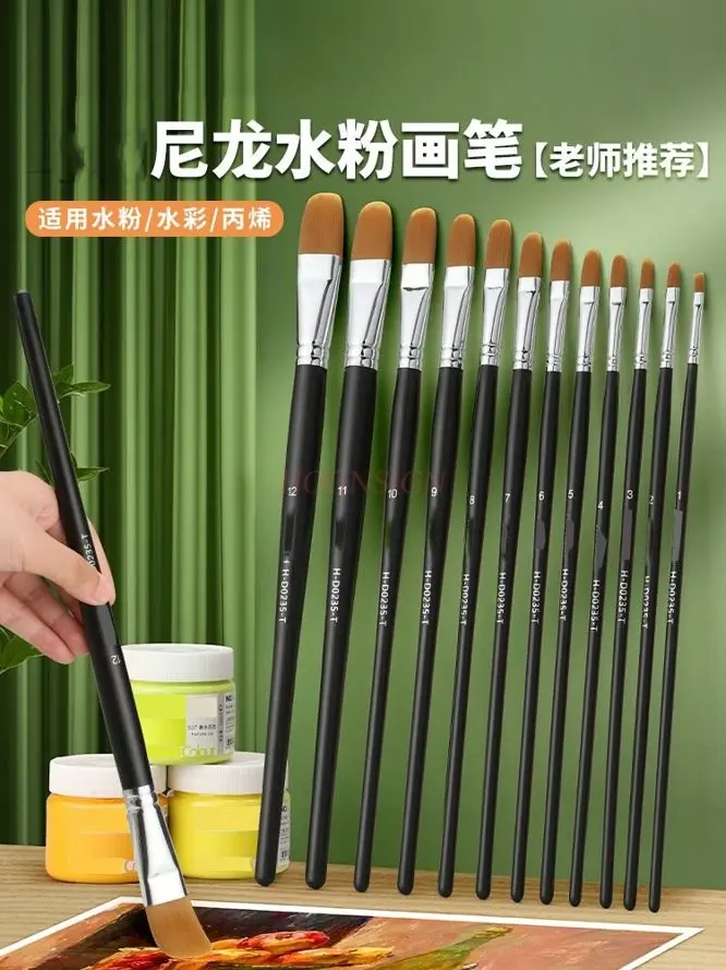 

10 шт. кисть типа утиного языка, кисть для масляной живописи, акриловая водная пудра, акварель, кисть для пудры, имитирующая цвет волос волка,