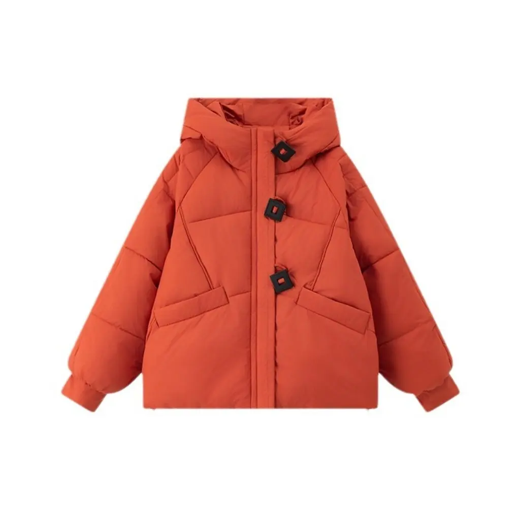 

Women's down Cotton-padded Jacket High-End Quality Short Style Trendy Square Buckle Design Good Sense Fashion