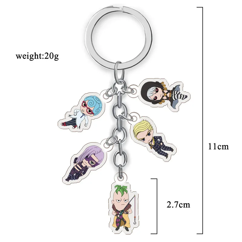 Anime Jojos Bizarre Adventure Keychains Cartoon Figure Acrylic Key Ring Kujo Jotaro Ghirga Narancia Bruno Key Chain Fans Gifts