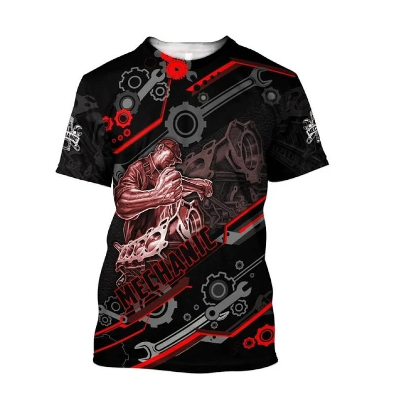 Vintage Mechanic Graphics T Shirts Summer Fashion Short Sleeve O Neck 3D Printed Mens T-shirts Casual Oversized Sports Tees Tops image 5