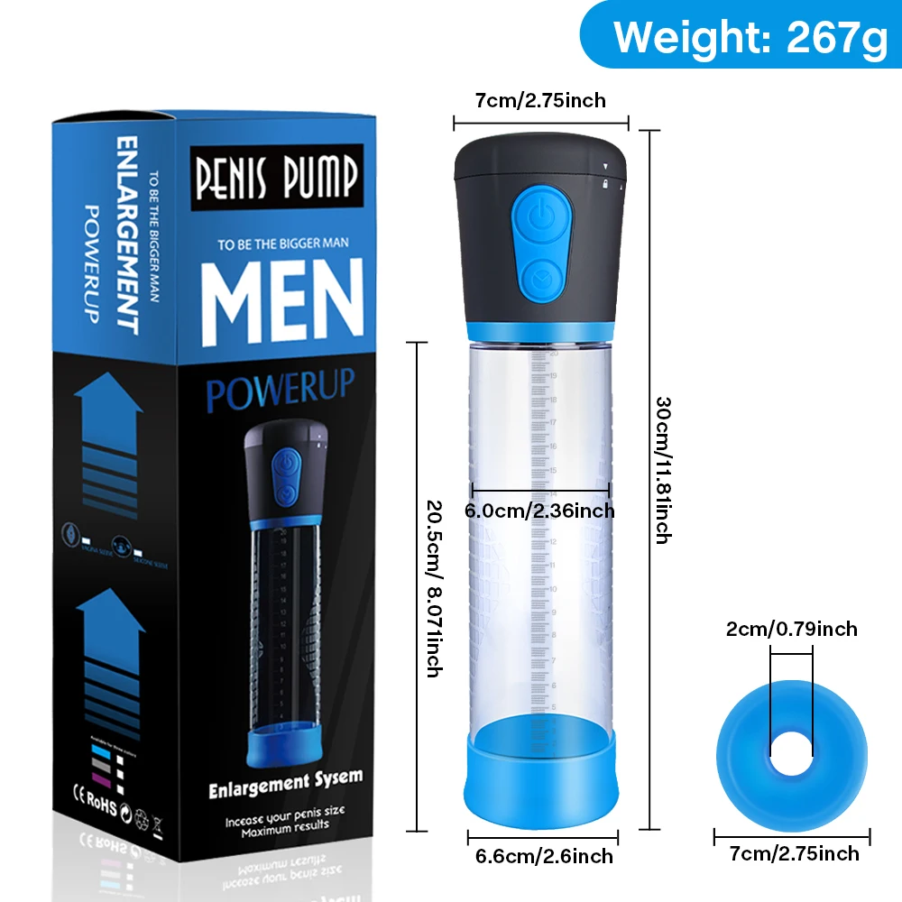 Electric Penis Pump Male Masturbator Penile Vacuum Pump Sex Toys for Men Penise Enlargement Extender Massager Ring for Adults 18