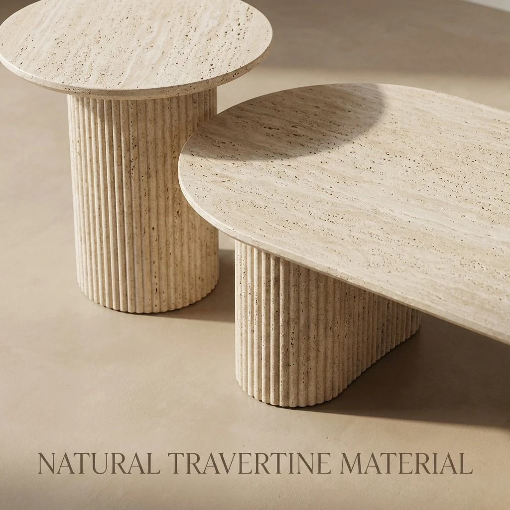 Nordic Minimalist Light Luxury Original Oval Two-piece Design Coffee Table, Home, Living Room, Small Apartment